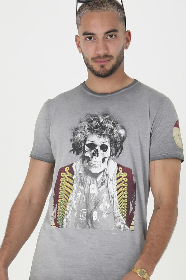 Springfield Camiseta calavera manga corta gris oscuro