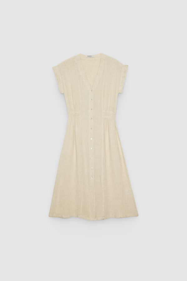 Inside Vestido midi efecto lino blanco