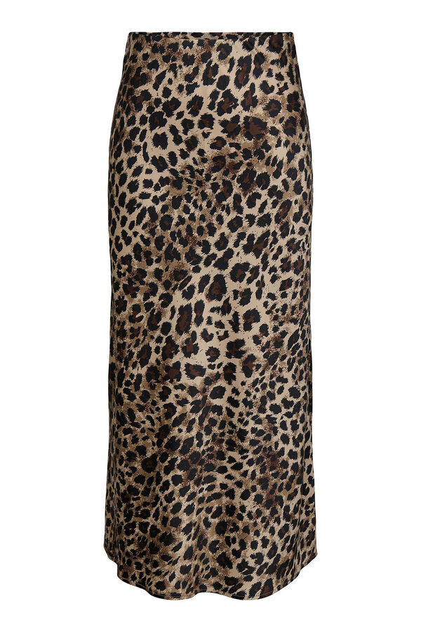 Only Falda larga satinada marr&oacute;n