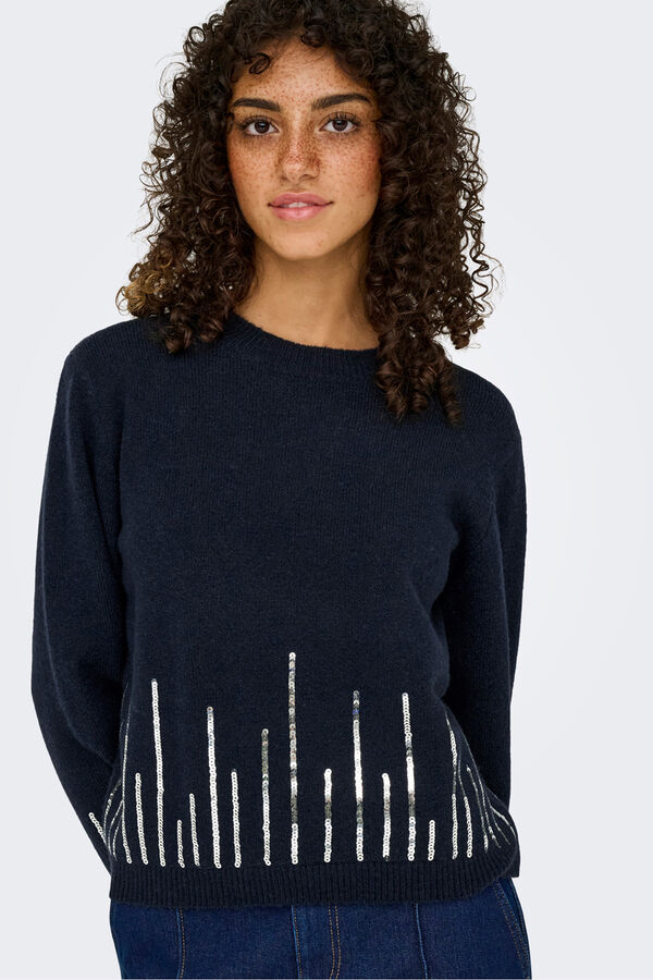 JDY Camisola de gola redonda azul