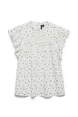 Vero Moda Girl Top com folhos estampado branco