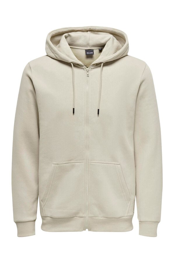 Only & Sons Sweatshirt com fecho-&eacute;clair bege