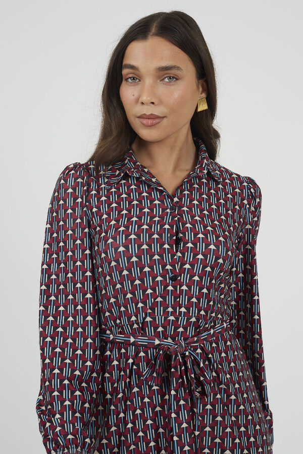 Brave Soul Vestido camisero estampado burdeos