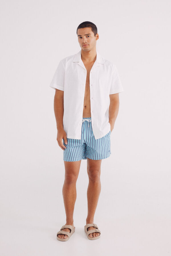 Springfield Fato de banho seersucker estampado riscas azul