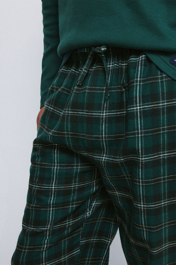 Springfield Pijama largo pantal&oacute;n cuadros verde