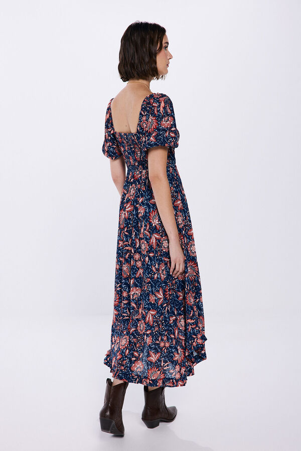 Springfield Vestido midi estampado picos azul