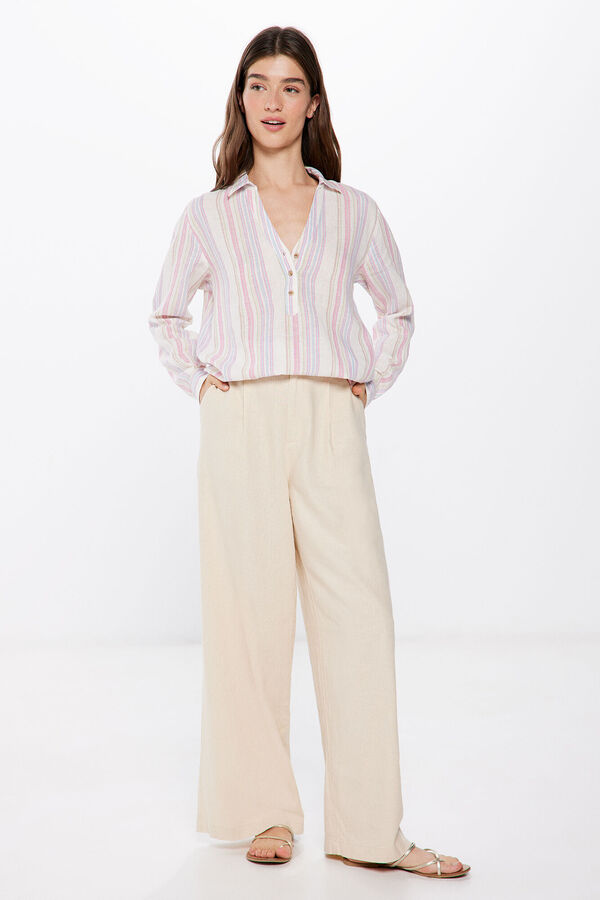 Springfield Camisa Camisa Algod&atilde;o Linho estampado