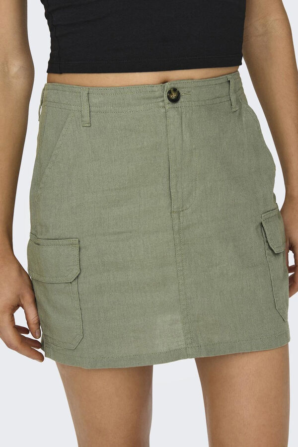 Only Saia cargo mini linho verde