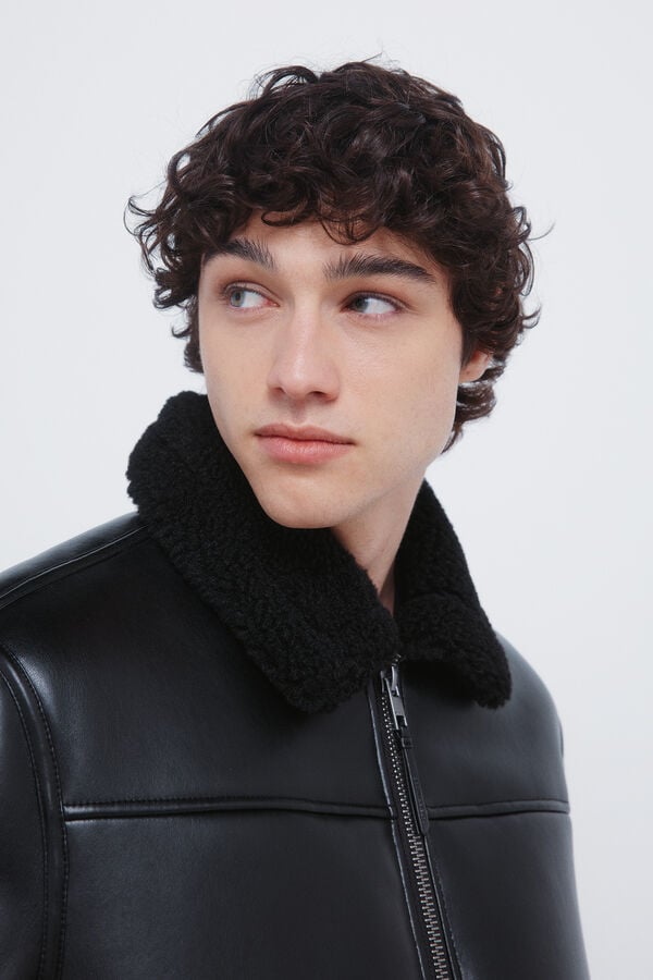 Springfield Cazadora aviador efecto piel doble faz negro