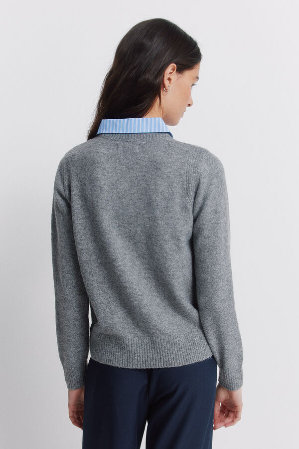 Springfield Camisola gola de malha cinzento