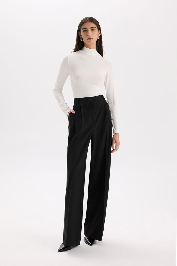 DeFacto Pantal&oacute;n ancho tiro alto negro