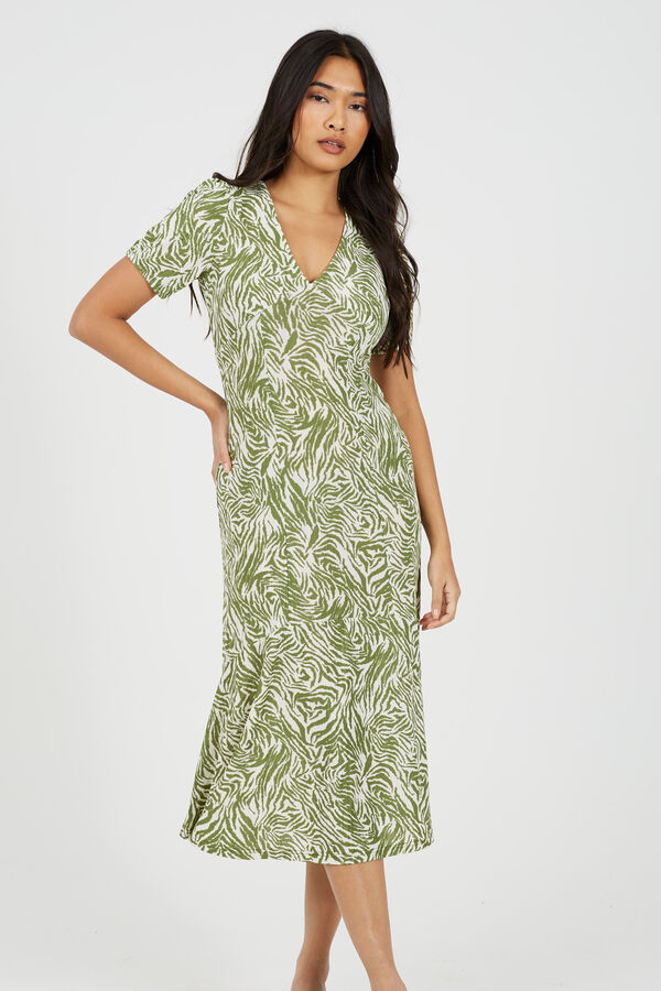 Brave Soul Vestido estampado de manga curta verde