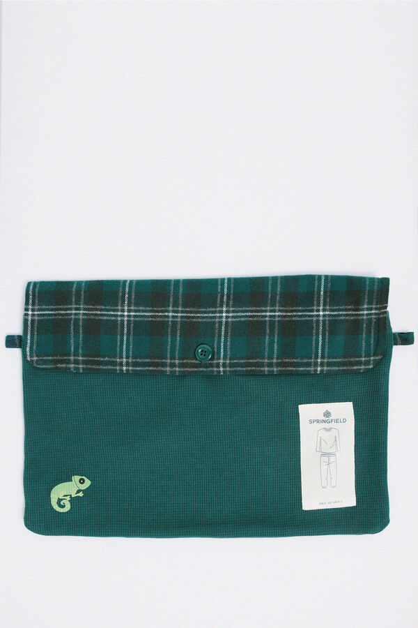 Springfield Pijama largo pantal&oacute;n cuadros verde