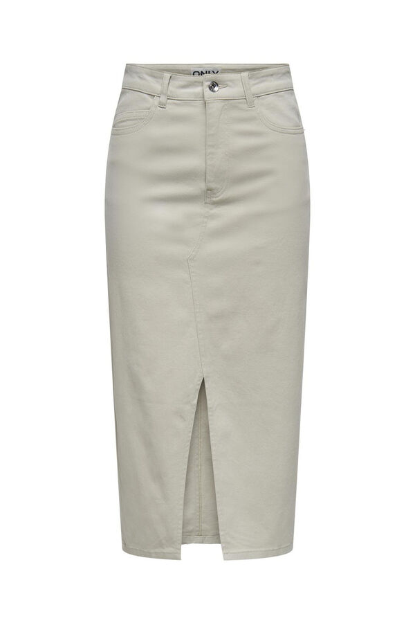 Only Falda midi abertura gris