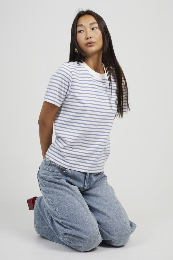 Brave Soul Camiseta de riscas manga curta listrada branco