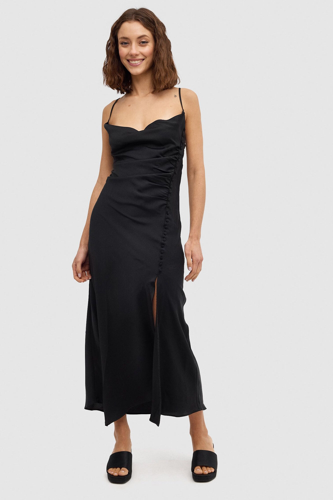 Inside Vestido Midi Lencero Botones