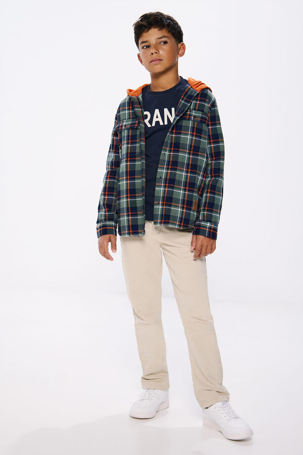 Springfield Kids Camisa cuadros capucha ni&ntilde;o verde