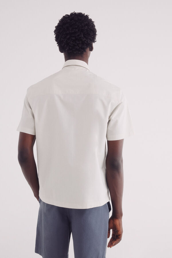 Springfield Camisa de popeline de manga curta cinzento