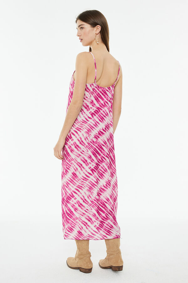 System Action Vestido midi de tirantes estampado tie dye fucsia