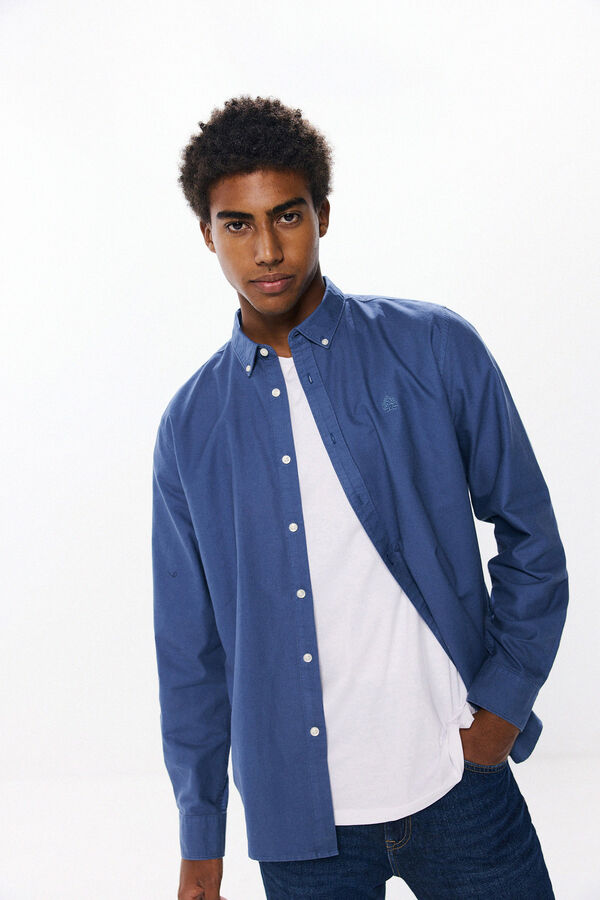 Springfield Camisa oxford tinte en prenda azul