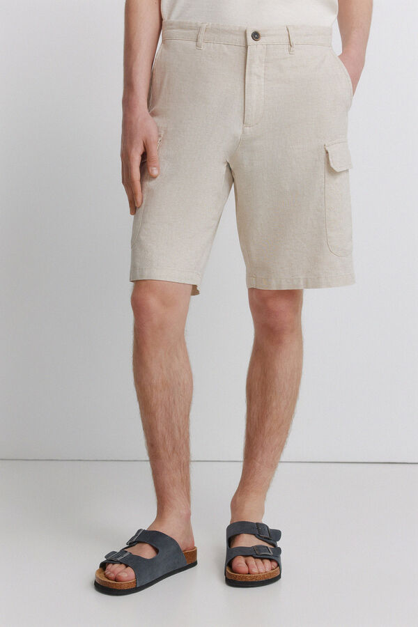 Springfield Bermuna lino cargo comfort fit blanco