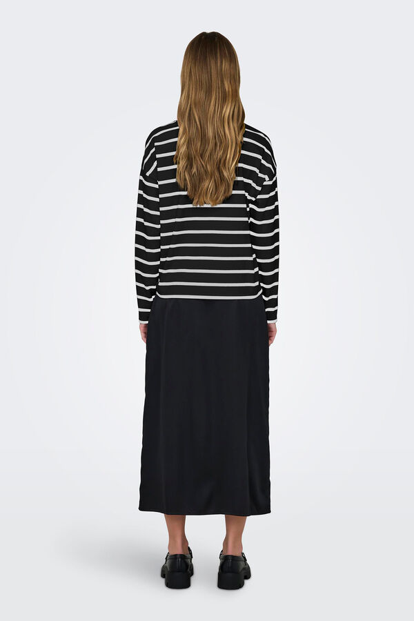 Only Top manga largas a rayas negro