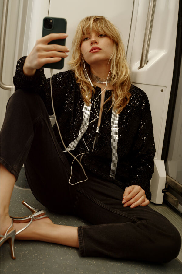 Springfield Bomber lentejuelas negro