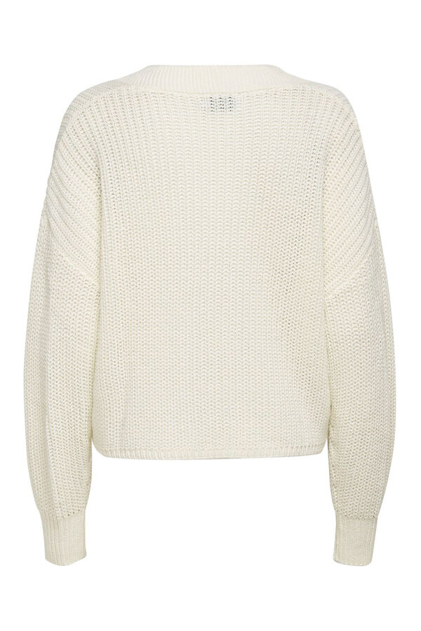 Only Casaco de malha fecho de bot&otilde;es branco