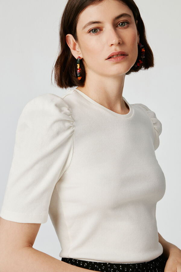 Pieces Top de algod&oacute;n de manga corta. blanco