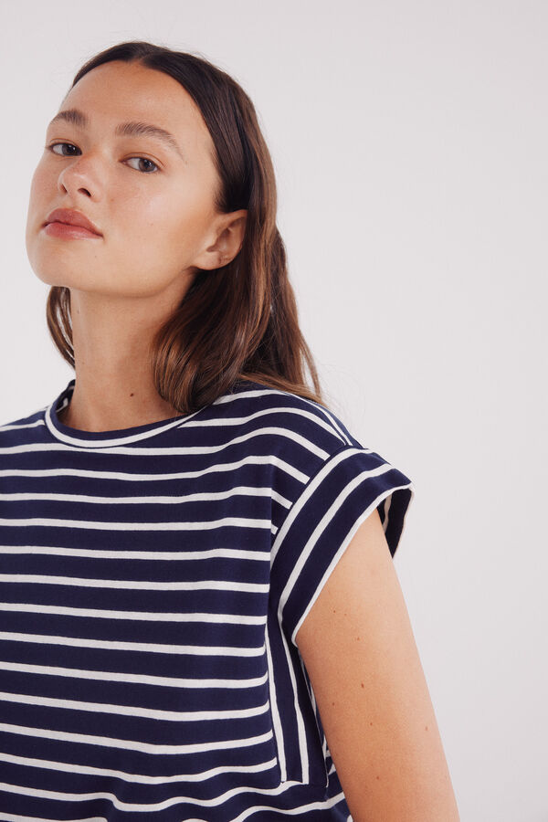 Springfield Camiseta rayas manga contraste azul