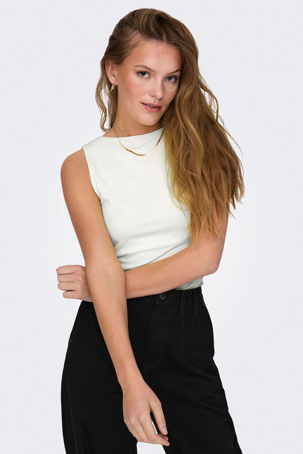 Only Camiseta cuello cuadrado blanco