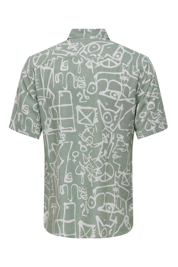Only & Sons Camisa manga curta estampada verde