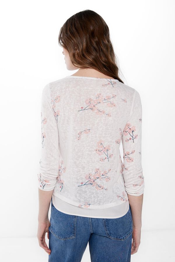 Springfield Camiseta Bimateria Estampada beige