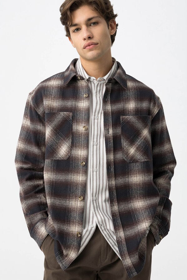 Tiffosi Sobrecamisa Oversized de Franela azul