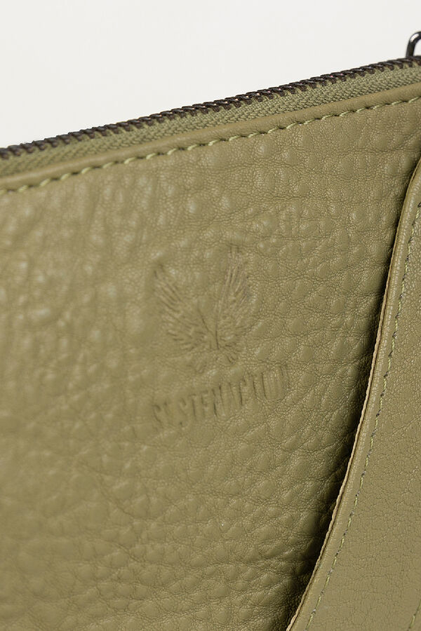 System Action Bolsa pequena de pele Caqui escuro