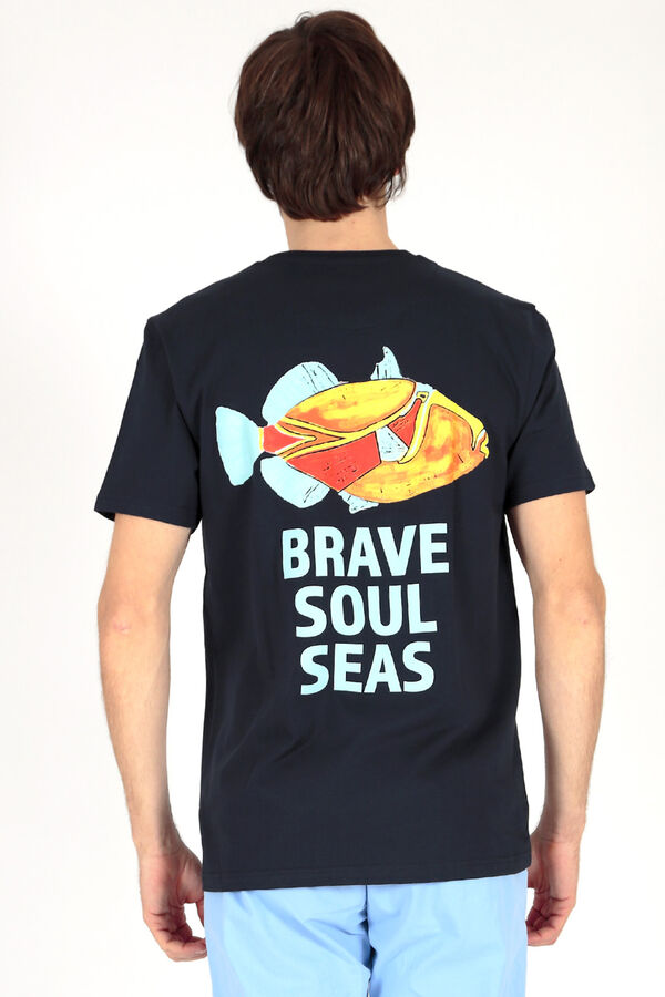 Brave Soul Camiseta estampada en espalda azul