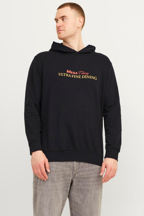 Jack & Jones PLUS Sudadera capucha con dibujo estampado PLUS negro