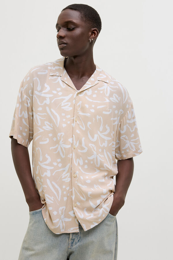 Jack & Jones Camisa de manga curta com ajuste relaxado cinzento