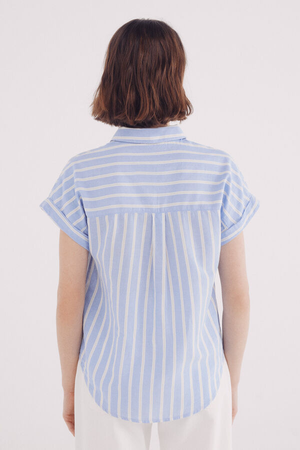 Springfield Camisa oxford leve de manga curta azul