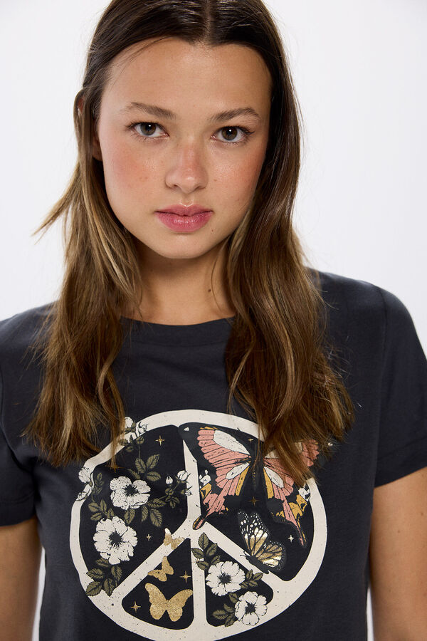 Springfield Camiseta gr&aacute;fica algod&oacute;n gris