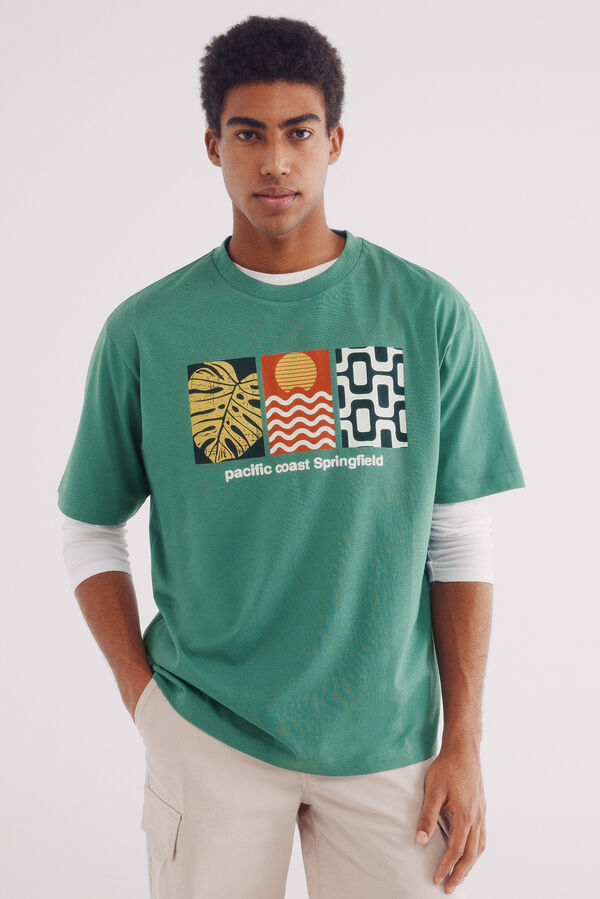 Springfield Camiseta estampado tropical verde