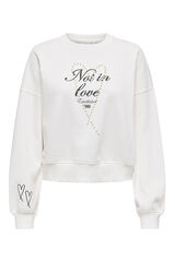 Only Sweatshirt cropped com detalhe de p&eacute;rola branco