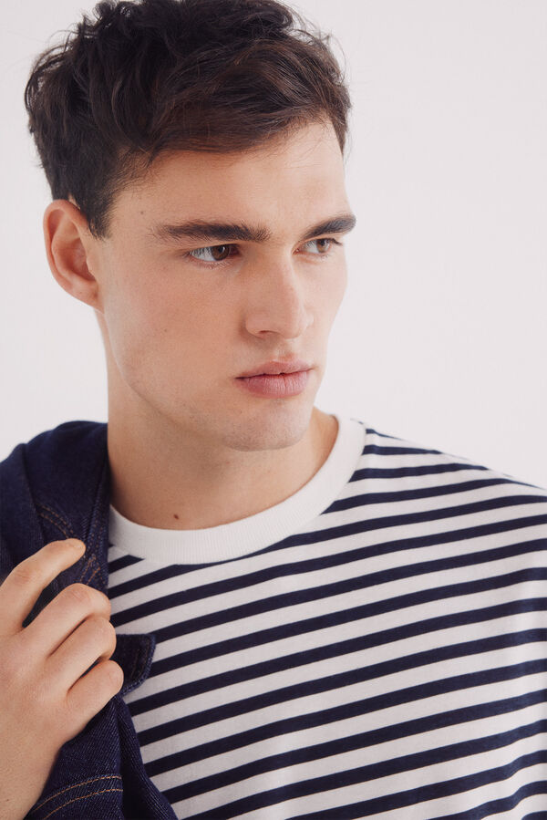 Springfield Camiseta rayas estampada marfil