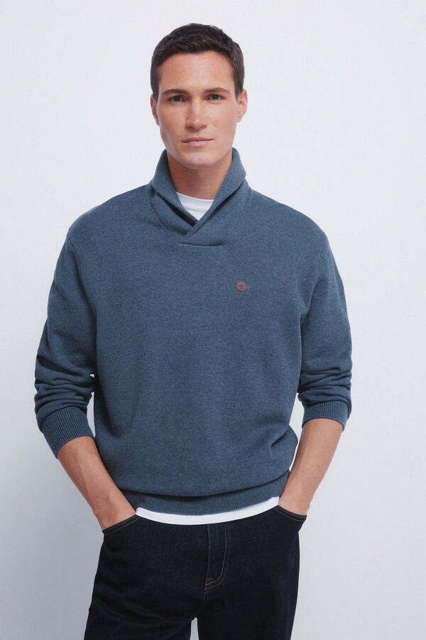 Springfield Jersey cuello smoking azul