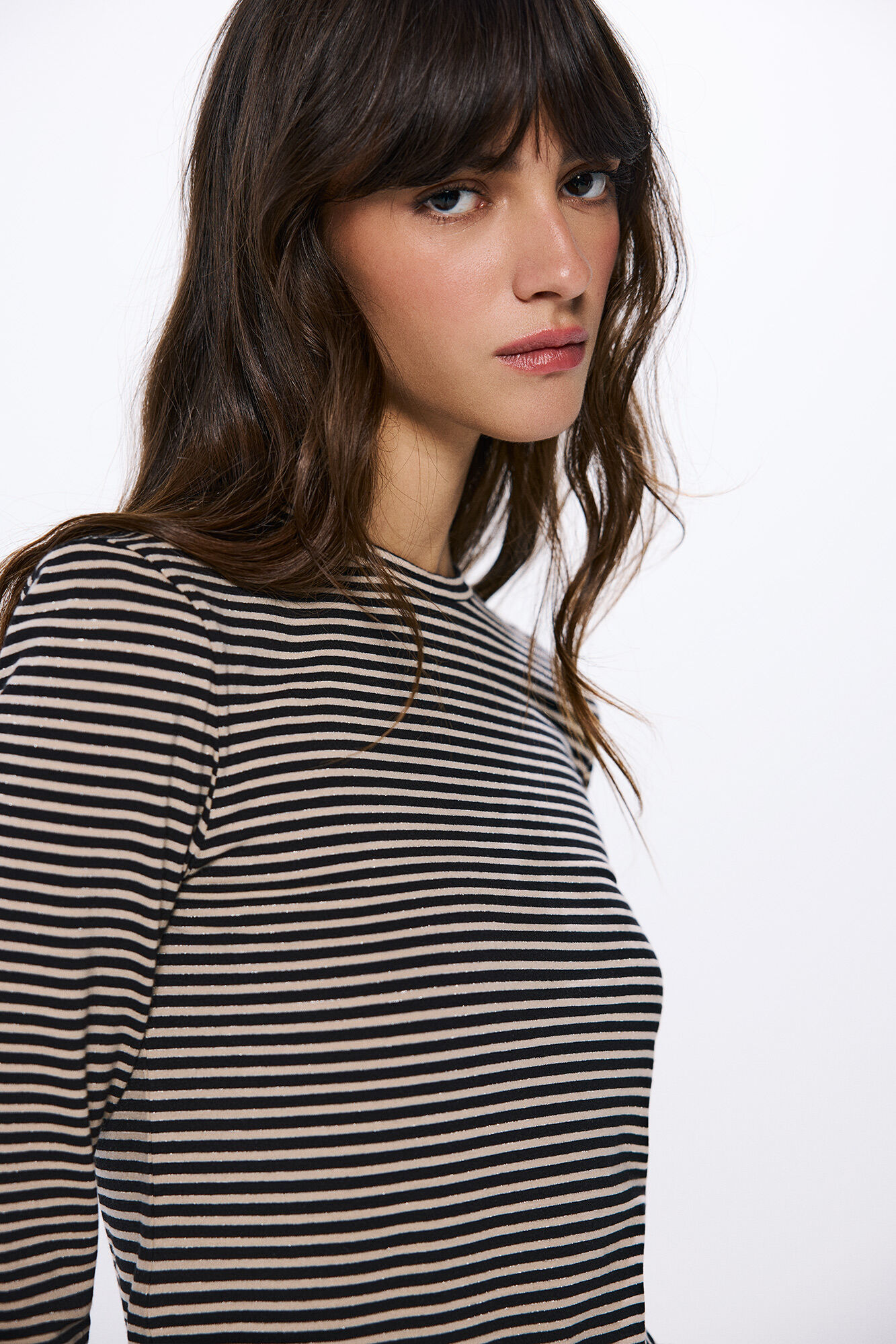 Springfield Camiseta justa riscas em lurex