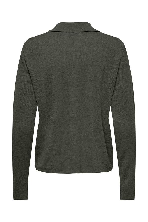 JDY Cardigan de manga larga y cuello polo verde