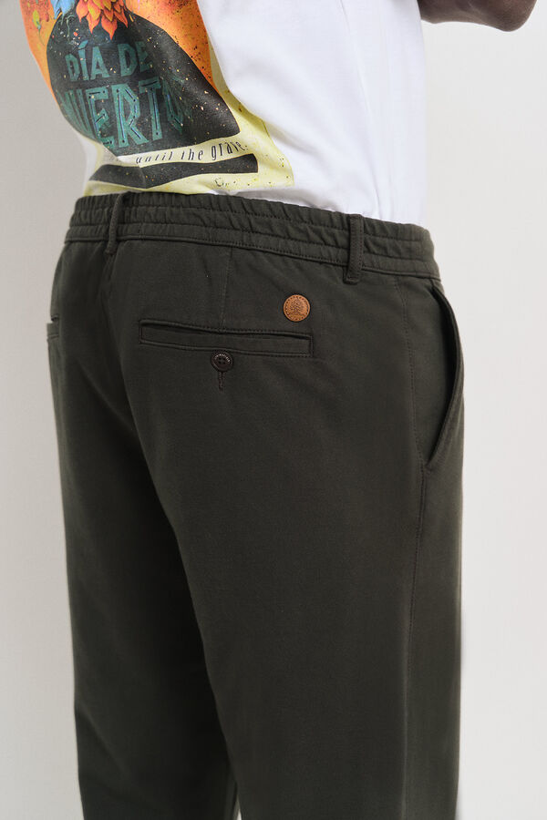 Springfield Calça calças chino em malha confortável estampado