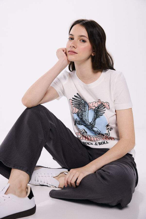 Springfield Camiseta gr&aacute;fica algod&oacute;n beige