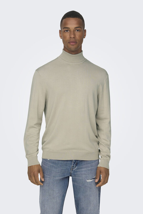 Only & Sons Camisola gola dobrada cinzento