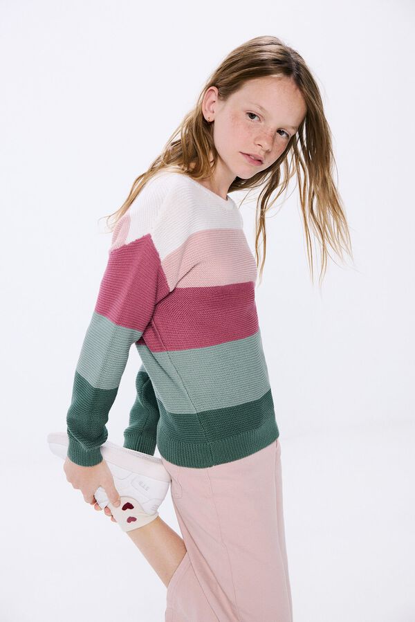 Springfield Kids Camisola &agrave;s riscas para menina rosa